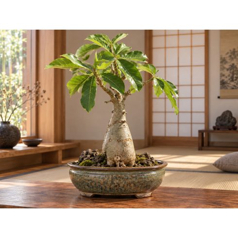 Adansonia digitata baobab bonsai dekoratív cserépben zen stílusú enteriőrben
