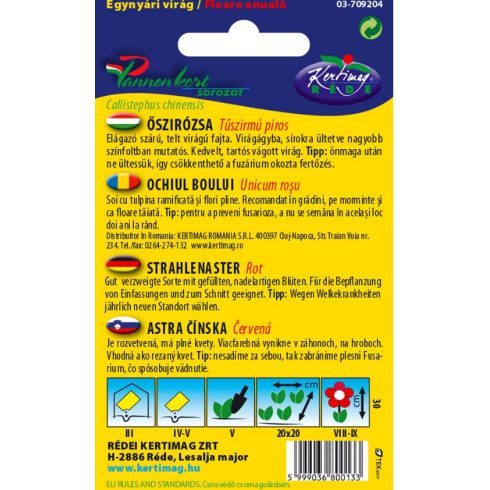 Őszirózsa tűszirmú, PIROS - 1g