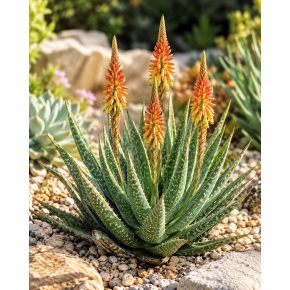 Aloe microstigma – Karoo aloé kékeszöld, fehéren pettyezett levélrozettával